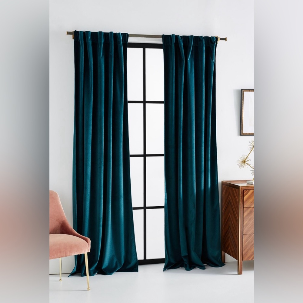 Velvet Louise Curtains 50 x 84, one panel